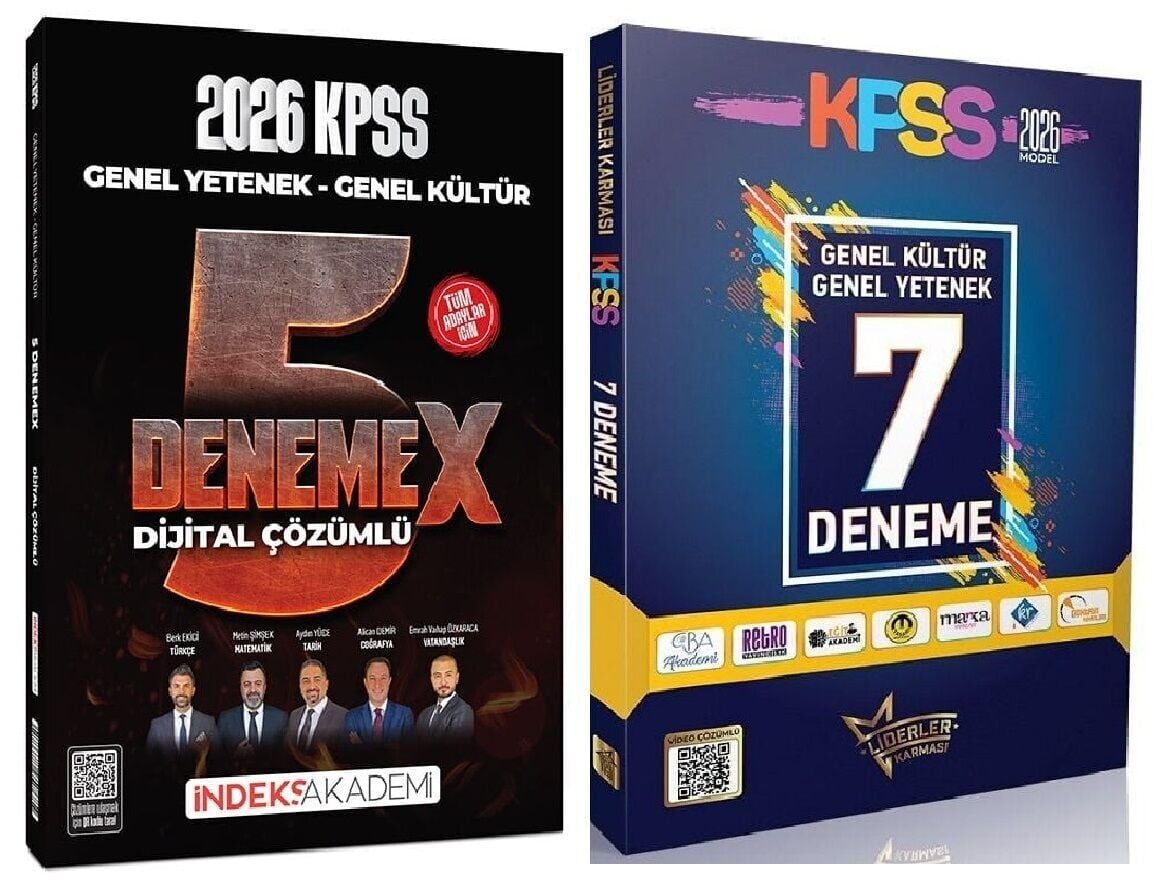 İndeks + Liderler Karması 2026 KPSS Genel Yetenek Genel Kültür 5 + 7 Deneme 2 li Set İndeks Akademi + Liderler Karması Yayıncılık