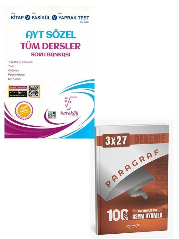 Karekök 2027 AYT Sözel Tüm Dersler Soru Bankası+Anla Kazan Paragraf Deneme