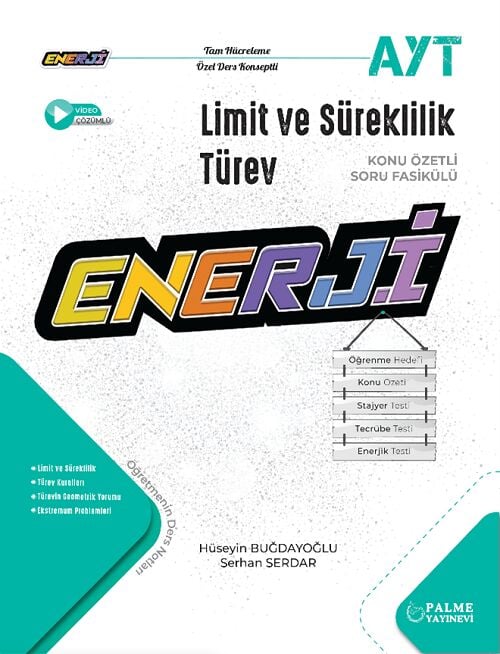 Palme YKS AYT Limit ve Süreklilik, Türev Enerji Konu Özetli Soru Fasikülü Palme Yayınları
