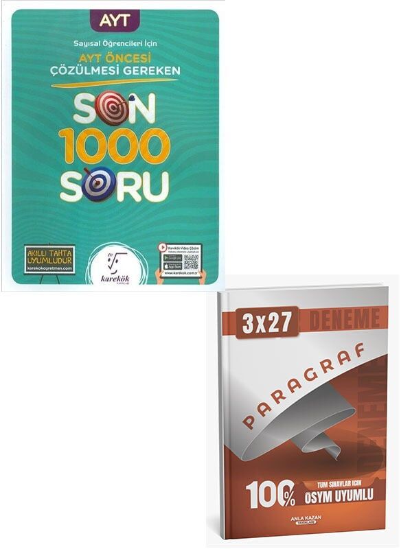 Karekök 2027 AYT Öncesi Çözülmesi Gereken Son 1000 Soru Sayısal+Anla Kazan Paragraf Deneme