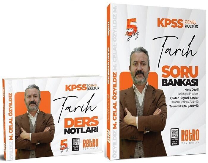Retro 2026 KPSS Tarih 5Yüz Ders Notları + Soru Bankası 2 li Set - Mehmet Celal Özyıldız Retro Yayıncılık