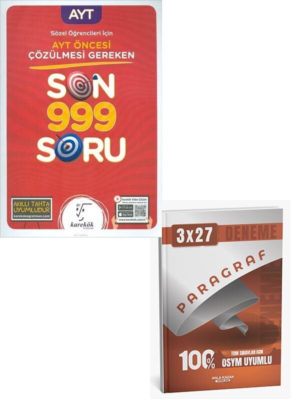 Karekök 2027 AYT Öncesi Çözülmesi Gereken Sözel Son 999 Soru+Anla Kazan Paragraf Deneme
