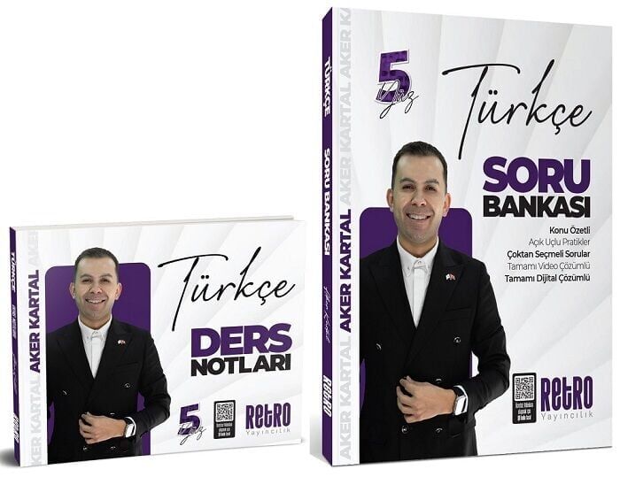 Retro 2026 KPSS Türkçe 5Yüz Ders Notları + Soru Bankası 2 li Set - Aker Kartal Retro Yayıncılık