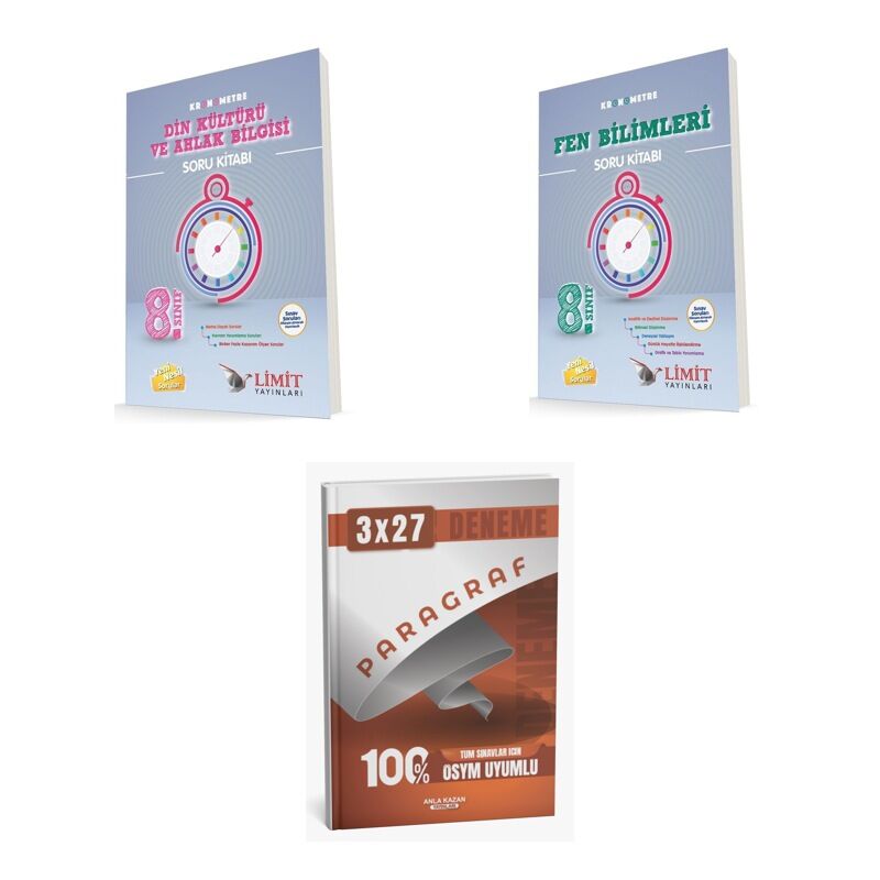 2027 Limit 8. Sınıf Kronometre Din Kültürü ve Ahlak Bilgisi + Fen Bilimleri Soru + Ankapade 3'lü Set
