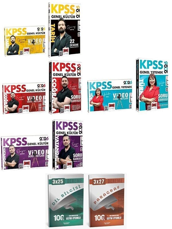 Yargı + Anla Kazan 2026 KPSS Tarih + Coğrafya + Vatandaşlık + Türkçe Video Ders Notları + Soru Bankası 8 li Set Yargı Yayınları