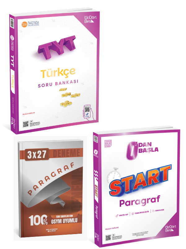 ÜçDörtBeş 2027 TYT Türkçe+ Paragraf  Soru Bankası+ Anla Kazan Paragraf