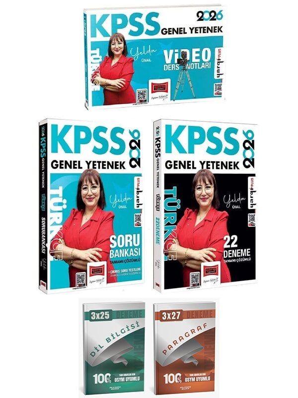 Yargı + Anla Kazan 2026 KPSS Türkçe Video Ders Notları + Soru Bankası + 22 Deneme 3 lü Set - Yelda Ünal Yargı Yayınları
