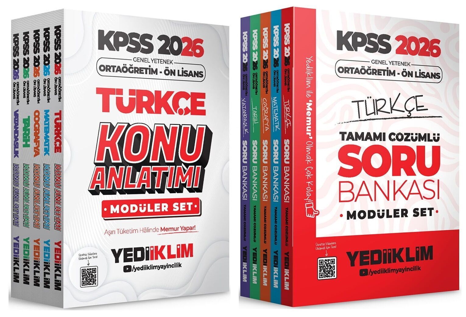 Yediiklim 2026 KPSS Lise Ortaöğretim Ön Lisans Konu + Soru Bankası Modüler 2 li Set Yediiklim Yayınları