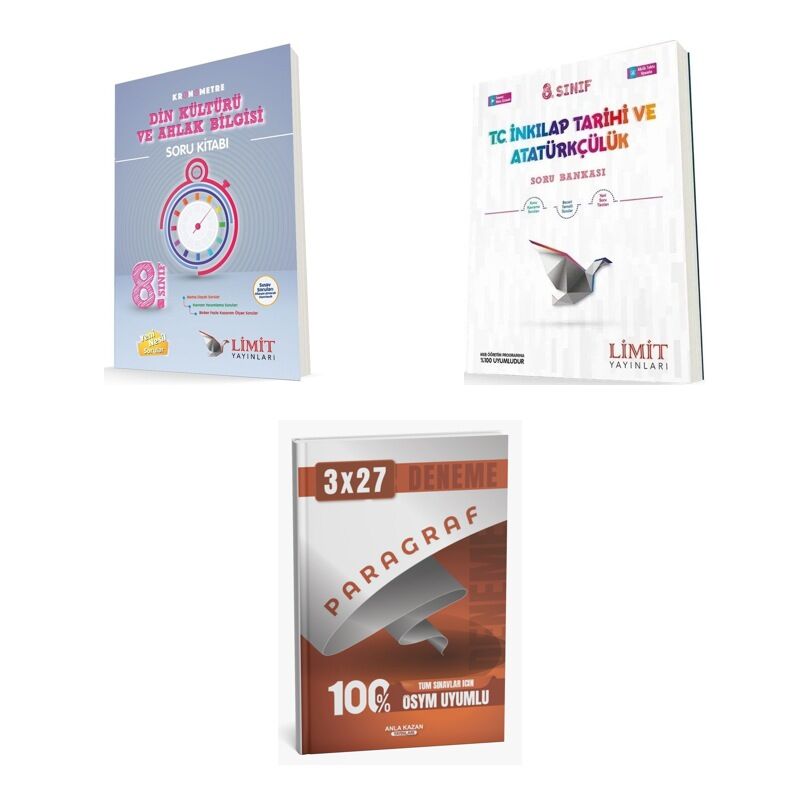 2027 Limit 8. Sınıf Din Kronometre Kültürü ve Ahlak Bilgisi + İnkılap Tarihi ve Atatürkçülük T C Soru 3'lü Set