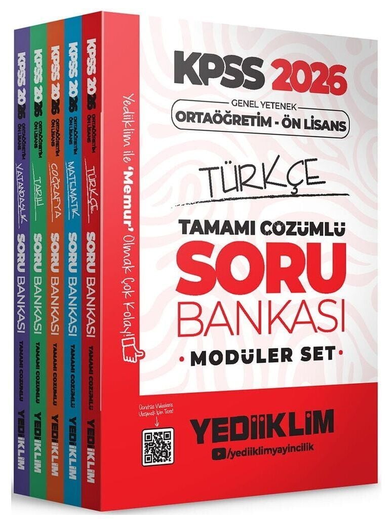Yediiklim 2026 KPSS Lise Ortaöğretim Ön Lisans Soru Bankası Çözümlü Modüler Set Yediiklim Yayınları