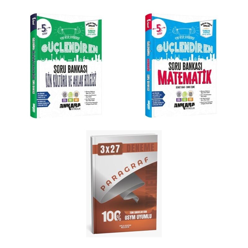 2027 Ankara 5. Sınıf Güçlendiren Din Kültürü ve Ahlak Bilgisi + Matematik Soru + Ankapade 3'lü Set
