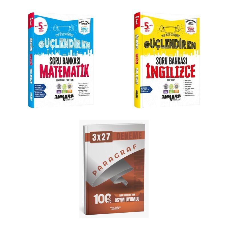2027 Ankara 5. Sınıf Güçlendiren Matematik + İngilizce Soru + anla kazan paragraf deneme 3'lü Set
