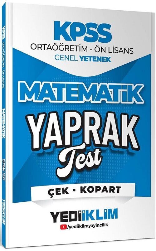Yediiklim 2026 KPSS Lise Ortaöğretim Ön Lisans Matematik Yaprak Test Yediiklim Yayınları