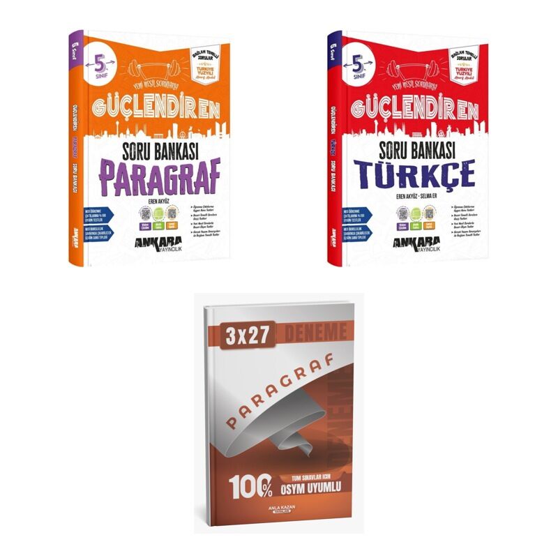 2027 Ankara 5. Sınıf Güçlendiren Paragraf + Türkçe Soru + anla kazan paragraf deneme 3'lü Set