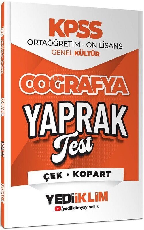 Yediiklim 2026 KPSS Lise Ortaöğretim Ön Lisans Coğrafya Yaprak Test Yediiklim Yayınları