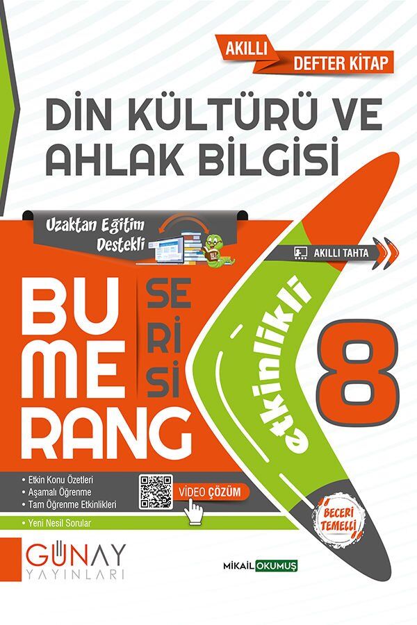 Günay Yayınları 8. Sınıf LGS Din Kültürü ve Ahlak Bilgisi Etkinlikli Bumerang Akıllı Defter