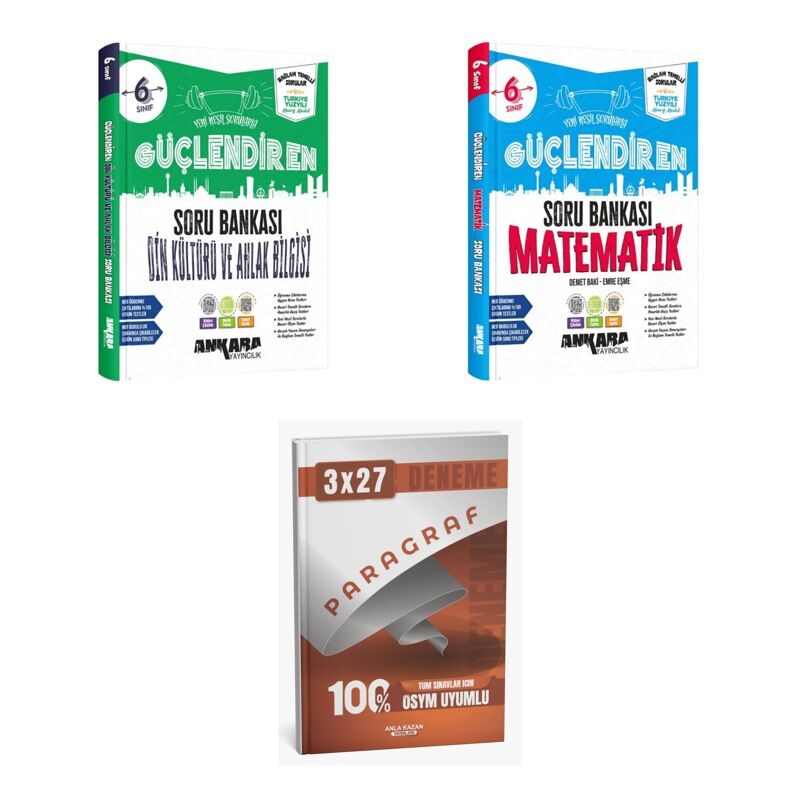 2027 Ankara 6. Sınıf Güçlendiren Din Kültürü ve Ahlak Bilgisi + Matematik Soru + Ankapade 3'lü Set