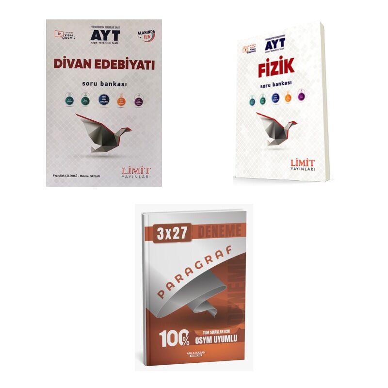 2027 Limit AYT Edebiyat Divan Edebiyatı + Fizik Soru + anla kazan paragraf deneme 3'lü Set