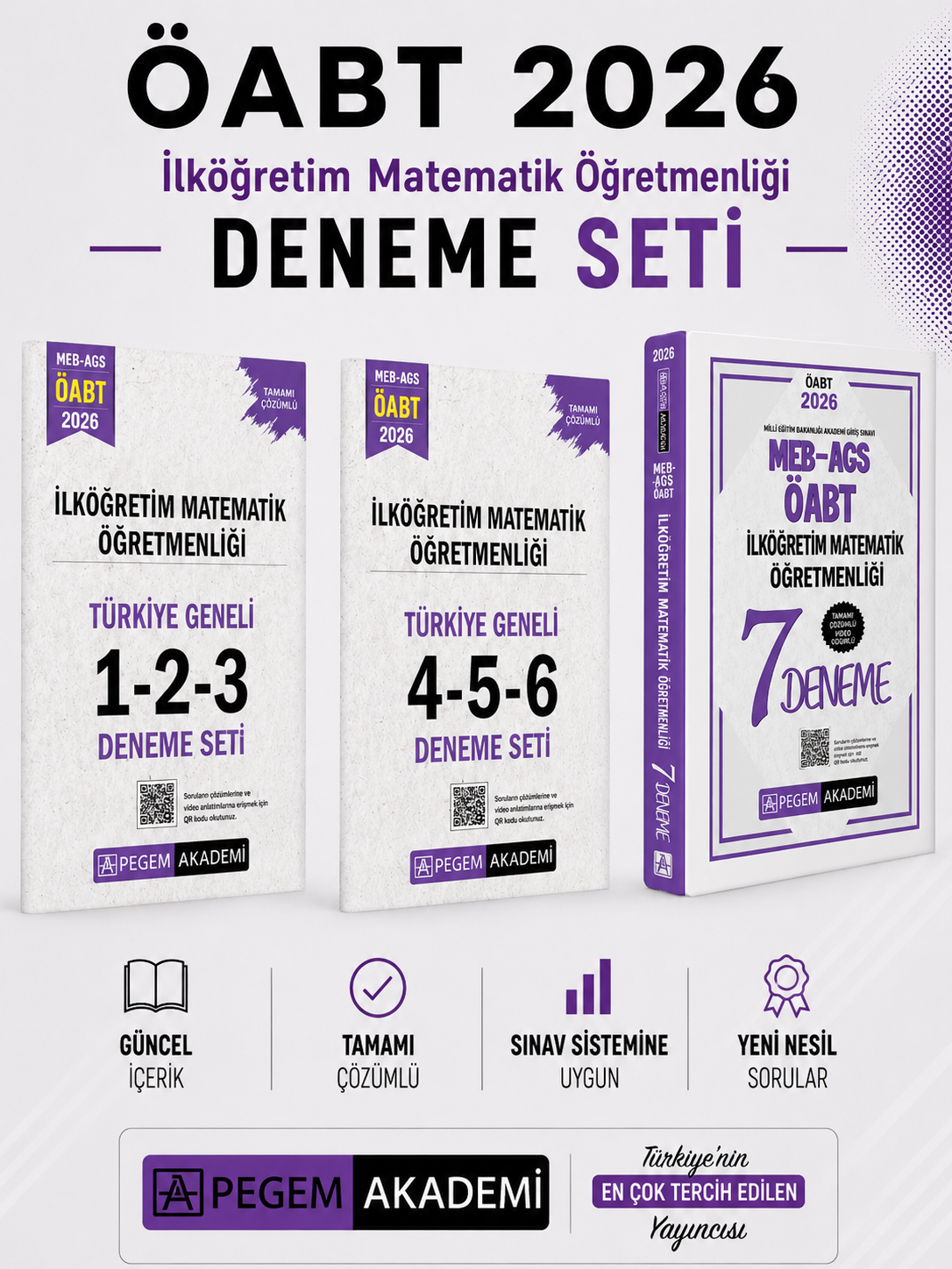 Pegem 2026 MEB AGS ÖABT İlköğretim Matematik Öğretmenliği  Deneme & Türkiye Geneli Deneme Seti