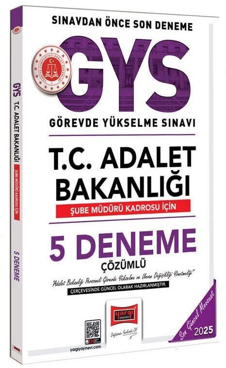 Yargı 2025 GYS Adalet Bakanlığı Şube Müdürü 5 Deneme Çözümlü Görevde Yükselme Yargı Yayınları