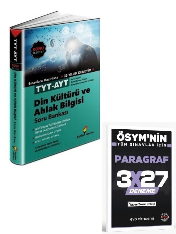 Aydın 2027 TYT AYT Din Kültürü ve Ahlak Bilgisi Konu Özetli Soru Bankası+ EVP Akademi Paragraf