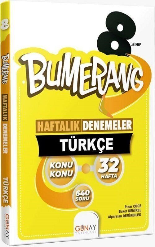 Günay Yayınları 8. Sınıf Türkçe Bumerang Konu Konu Haftalık Denemeler