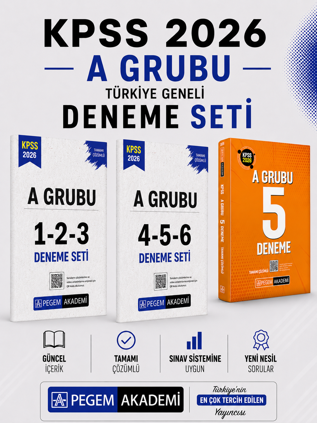 Pegem 2026 KPSS A Grubu 5 Deneme & KPSS A Grubu Türkiye Geneli Deneme Seti