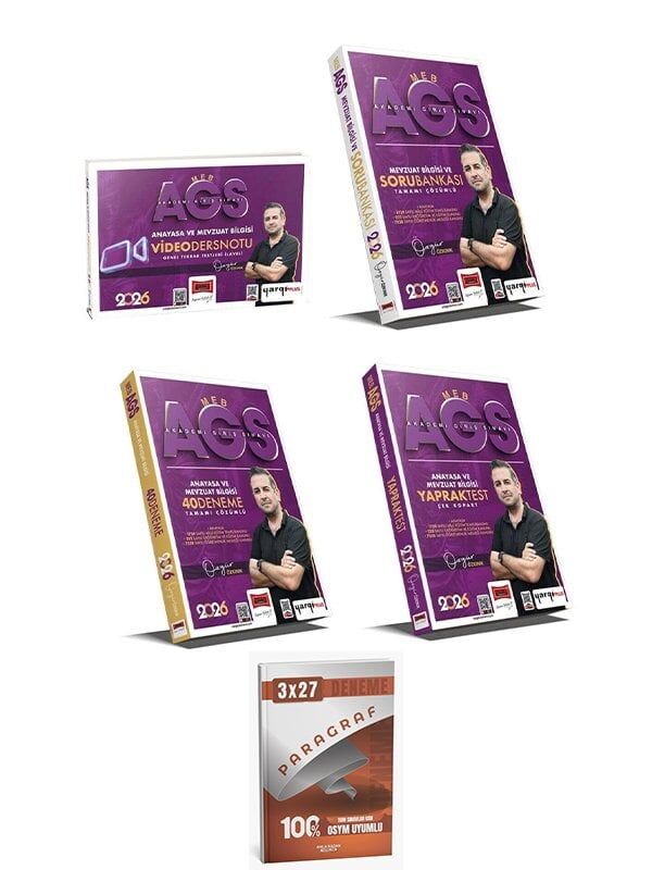 Yargı + Anla Kazan 2026 MEB-AGS Anayasa ve Mevzuat Bilgisi Video Ders Notu + Soru Bankası + 40 Deneme + Yaprak Test 4 lü Set