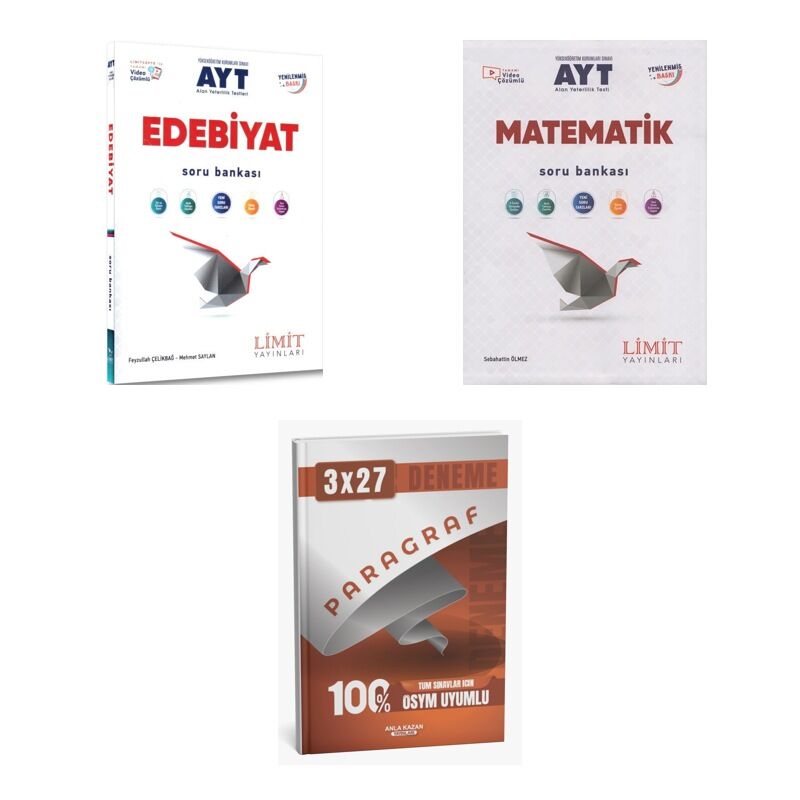 2027 Limit AYT Edebiyat Video Çözümlü + Matematik Soru + anla kazan paragraf deneme 3'lü Set