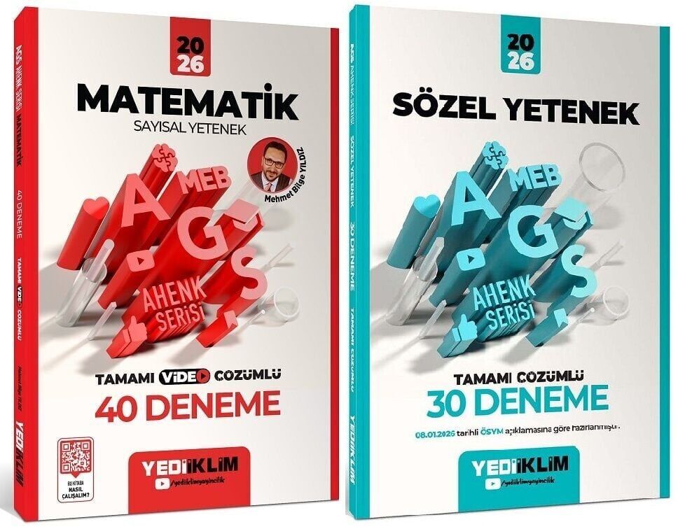 YENİ AGS - Yediiklim 2026 MEB-AGS Matematik Sayısal +Sözel Yetenek 40+30 Deneme 2 li Set Ahenk Serisi - Mehmet Bilge Yıldız Yediiklim Yayınları