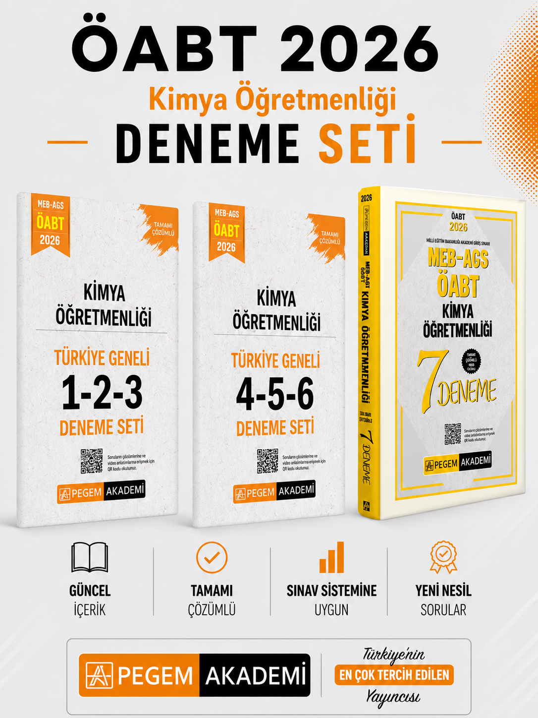 Pegem 2026 MEB AGS ÖABT Kimya Öğretmenliği Deneme & Türkiye Geneli Deneme Seti