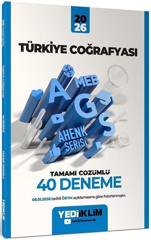 YENİ AGS - Yediiklim 2026 MEB-AGS Türkiye Coğrafyası 40 Deneme Çözümlü Ahenk Serisi Yediiklim Yayınları
