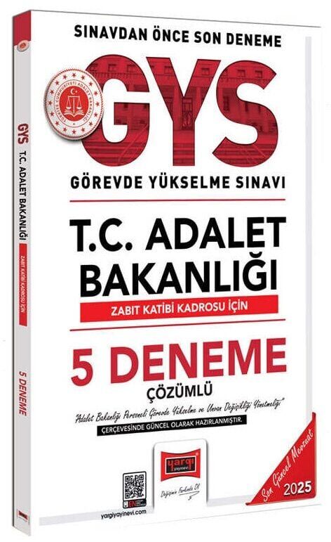 Yargı 2025 GYS Adalet Bakanlığı Zabıt Katibi 5 Deneme Çözümlü Görevde Yükselme Yargı Yayınları