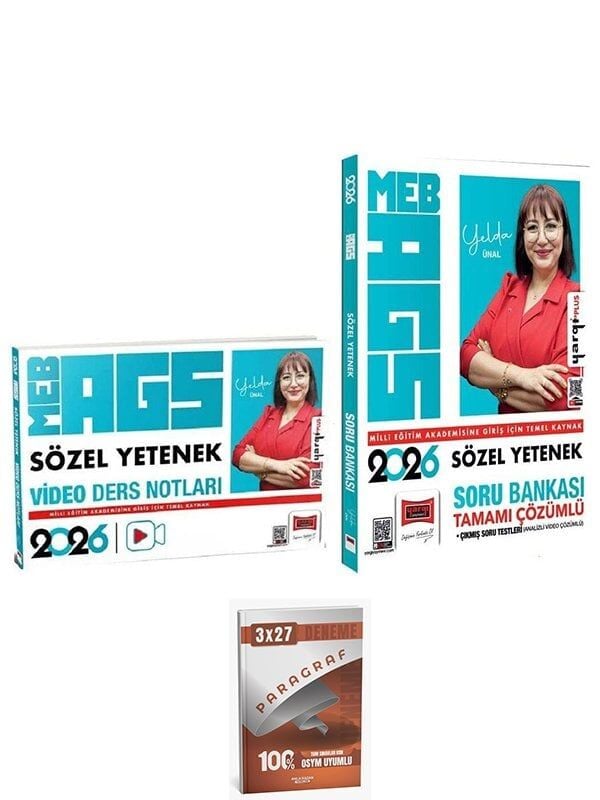 Yargı + Anla Kazan 2026 MEB-AGS Sözel Yetenek Video Ders Notları + Soru Bankası 2 li Set - Yelda Ünal Yargı Yayınları