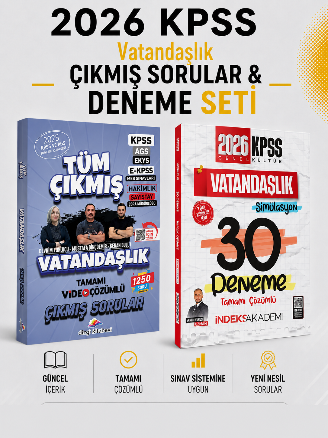 Dizgi Kitap 2026 KPSS Vatandaşlık Çıkmış Sorular & KPSS Vatandaşlık 30 Deneme İndeks Akademi Seti
