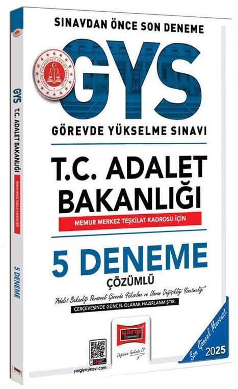 Yargı 2025 GYS Adalet Bakanlığı Memur Merkez Teşkilat 5 Deneme Çözümlü Görevde Yükselme Yargı Yayınları