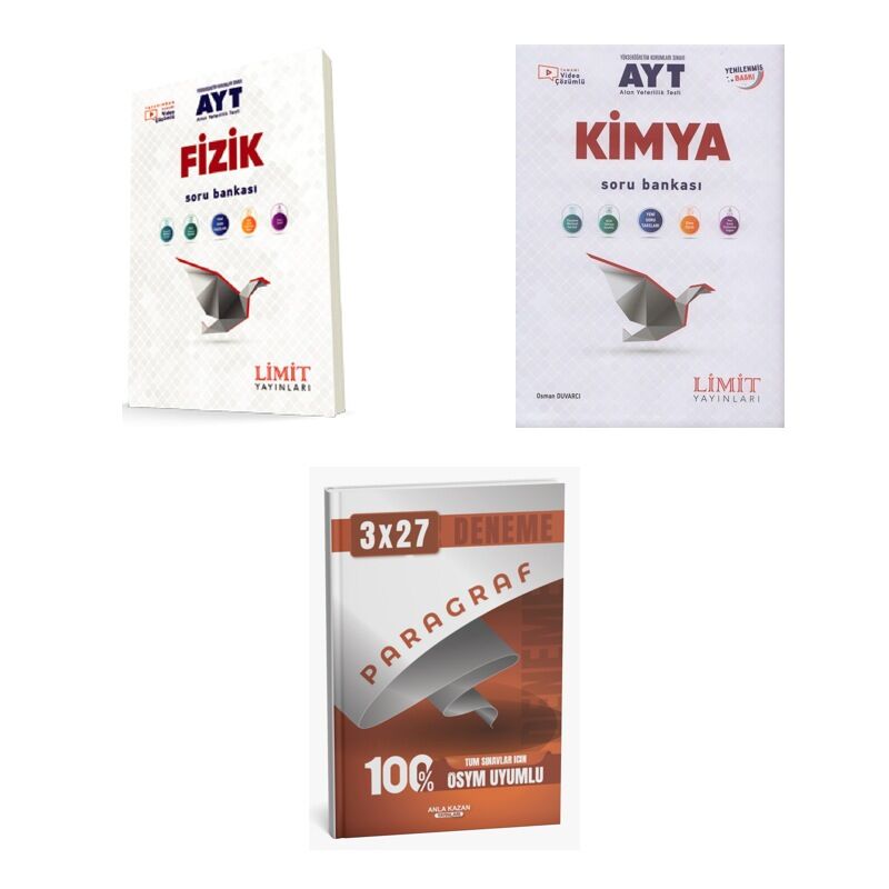 2027 Limit AYT Fizik + Kimya Soru + anla kazan paragraf deneme 3'lü Set