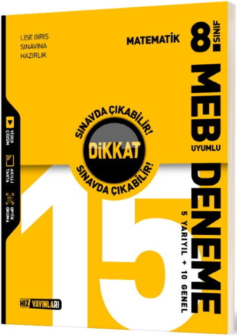 Hız Yayınları 8. Sınıf Matematik Dikkat Sınavda Çıkabilir 15 Deneme Hız Yayınları
