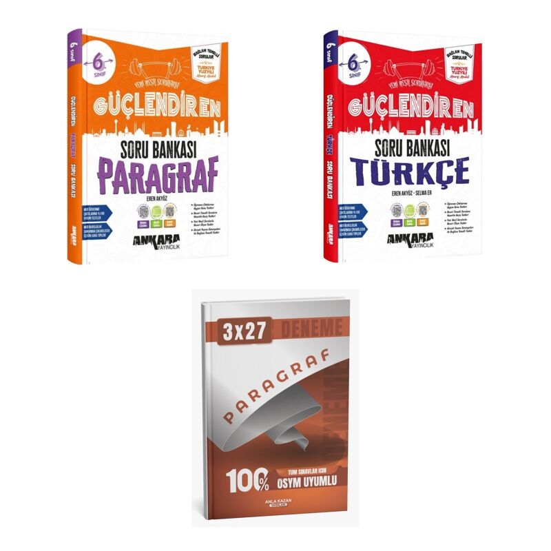 2027 Ankara 6. Sınıf Güçlendiren Paragraf + Türkçe Soru + anla kazan paragraf deneme 3'lü Set