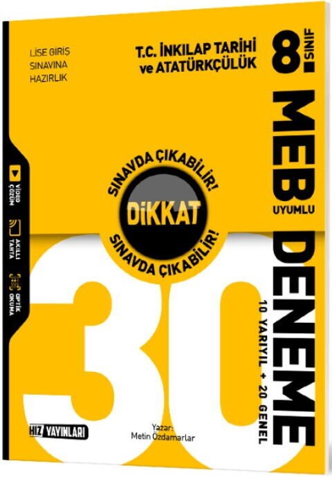 Hız Yayınları 8. Sınıf T. C. İnkılap Tarihi ve Atatürkçülük 30 Deneme