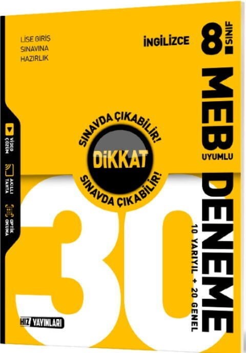 Hız Yayınları 8. Sınıf İngilizce Dikkat Sınavda Çıkabilir 30 Deneme Hız Yayınları