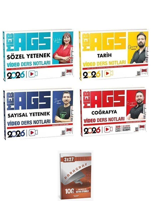 Yargı + Anla Kazan 2026 MEB-AGS Sözel + Sayısal Yetenek + Tarih + Coğrafya Video Ders Notları 4 lü Set Yargı Yayınları
