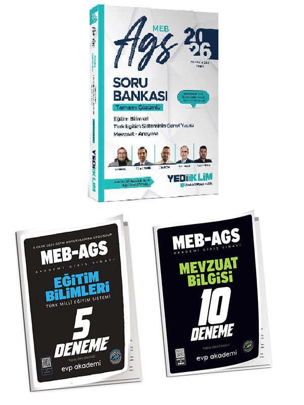 Evp + Yediiklim 2026 AGS Eğitim Bilimleri Soru ve Evp Deneme 3 lü Set