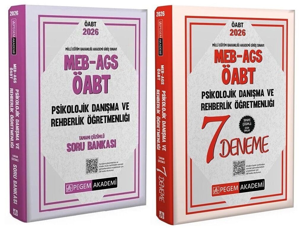 Pegem 2026 ÖABT MEB-AGS Psikolojik Danışma ve Rehber Öğretmenliği Soru Bankası + 7 Deneme 2 li Set Pegem Akademi Yayınları