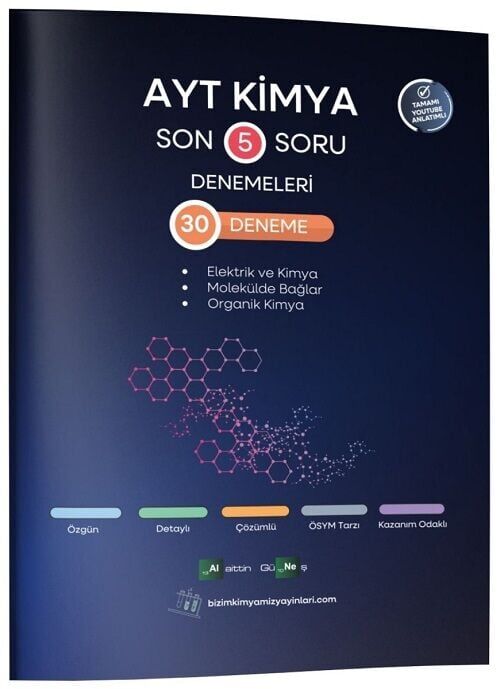 KR Akademi YKS AYT Kimya Son 5 Soru 30 Deneme Çözümlü - Alaittin Güneş KR Akademi