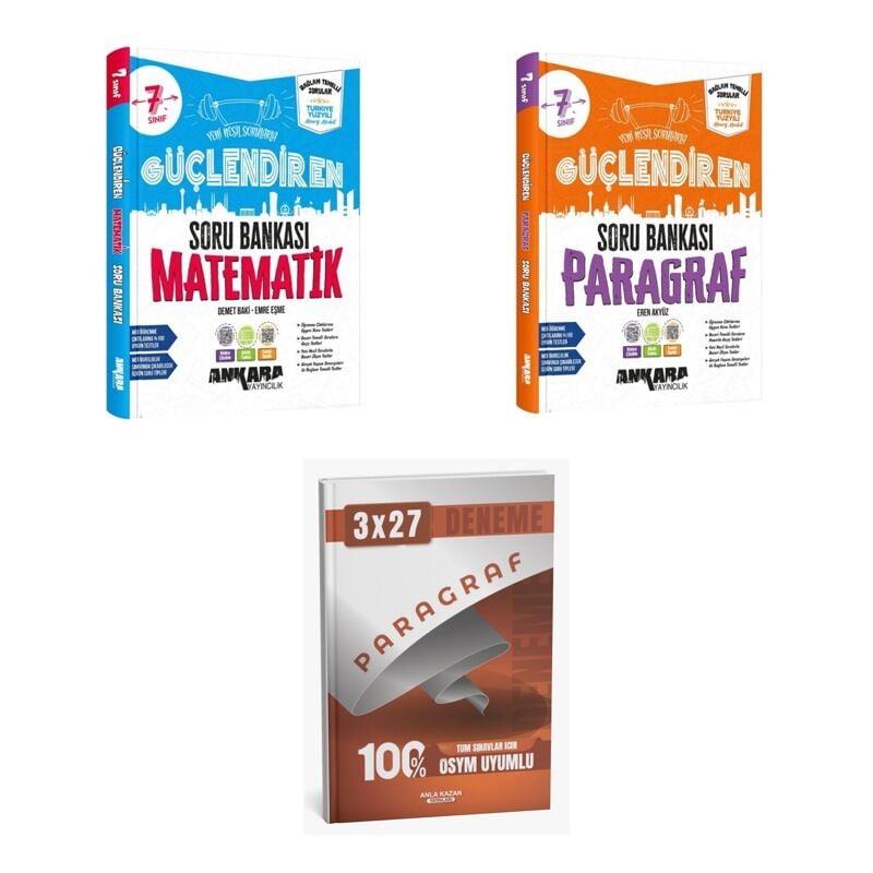 2027 Ankara 7. Sınıf Güçlendiren Matematik + Paragraf Soru + anla kazan paragraf deneme 3'lü Set