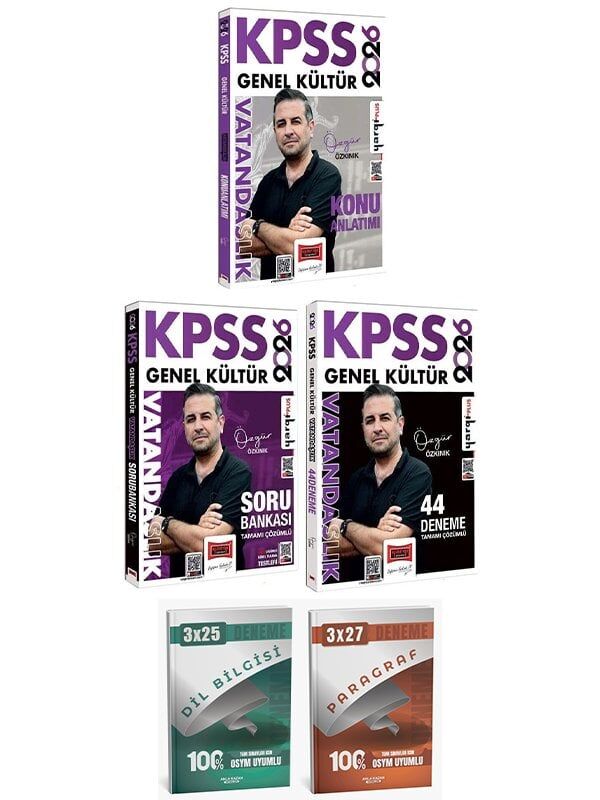 Yargı + Anla Kazan 2026 KPSS Vatandaşlık Konu + Soru Bankası + 44 Deneme 3 lü Set - Özgür Özkınık Yargı Yayınları