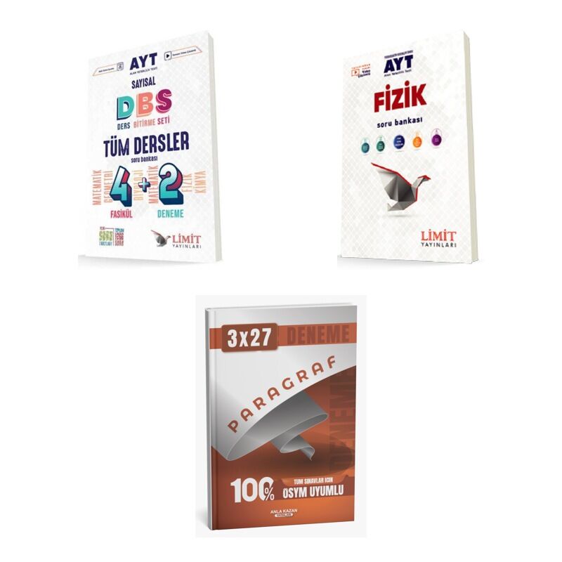 2027 Limit AYT Tüm Dersler Sayısal Ders Bitirme Seti + Fizik Soru + anla kazan paragraf deneme Set