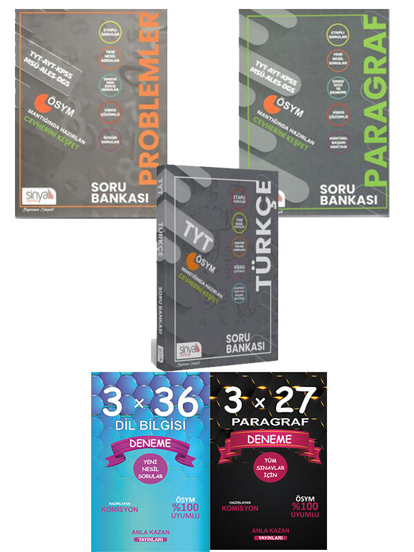 Anla Kazan Deneme + Sinyal Paragraf + Problem + Türkçe Soru 5 li Set