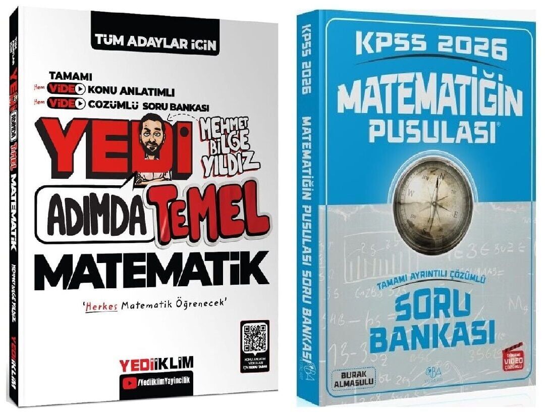Yediiklim + CBA 2026 KPSS 7 Yedi Adımda Temel Matematik Konu Anlatımlı Soru Bankası 2 li Set - Mehmet Bilge Yıldız Yediiklim + CBA Yayınları